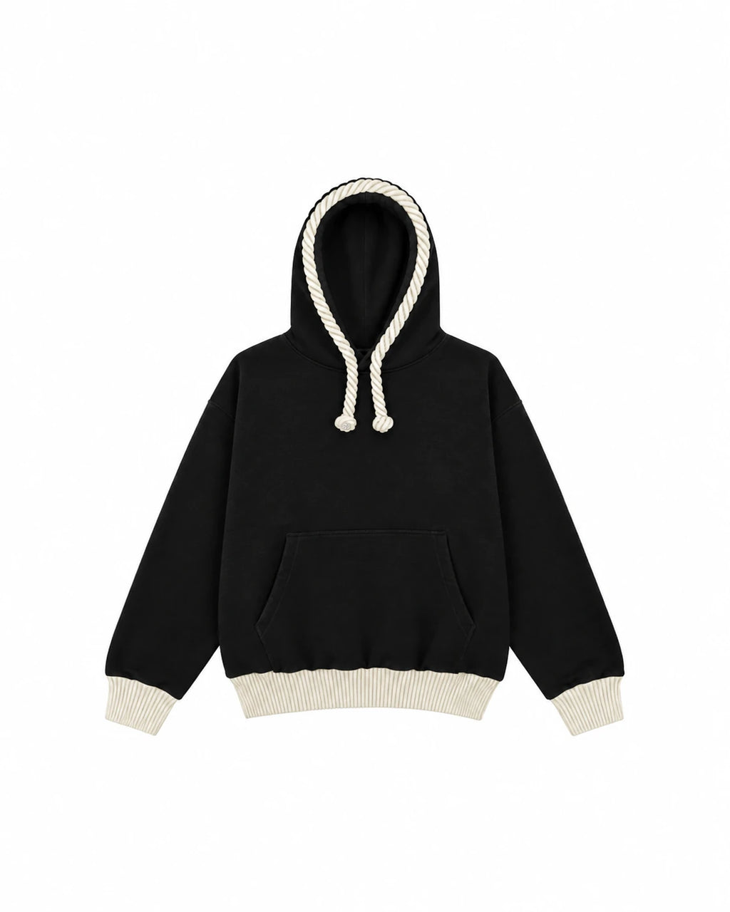 HOODIE CORDONS ÉPAIS - NOIR