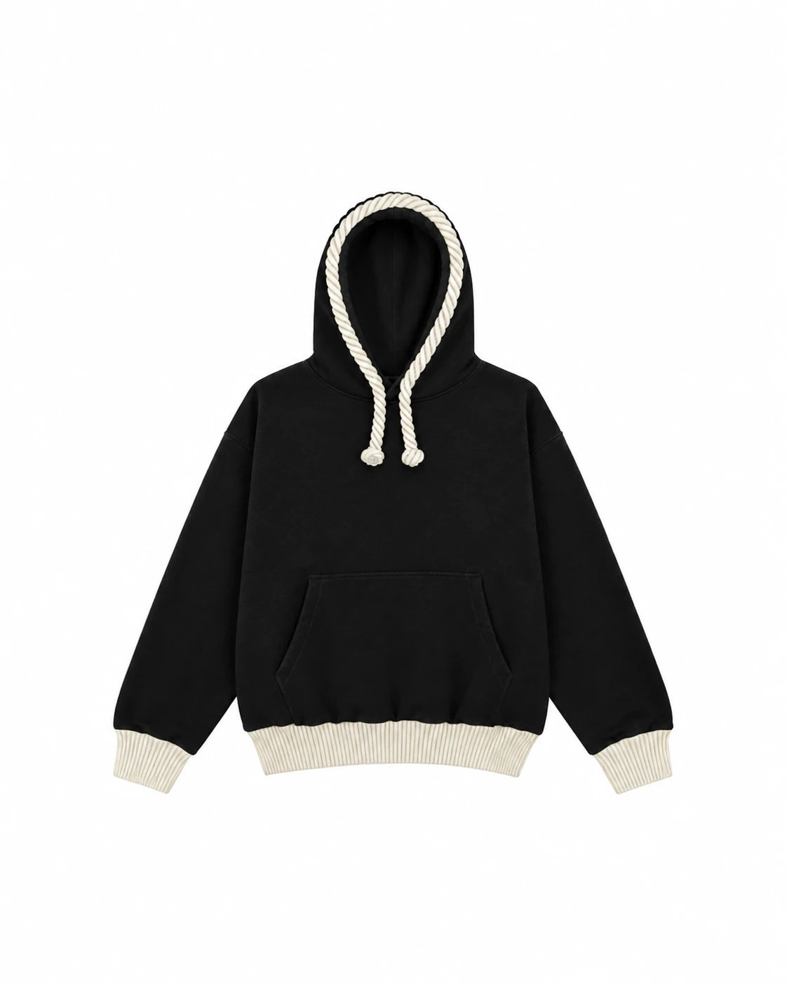 HOODIE CORDONS ÉPAIS - NOIR
