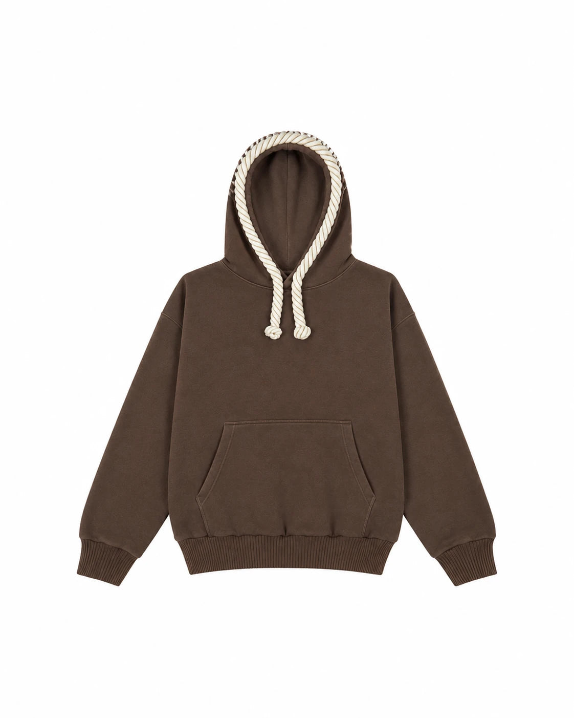 HOODIE CORDONS ÉPAIS - MARRON