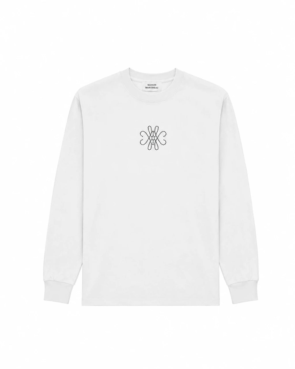 T-SHIRT MANCHES LONGUES BOXY À STRASS - BLANC