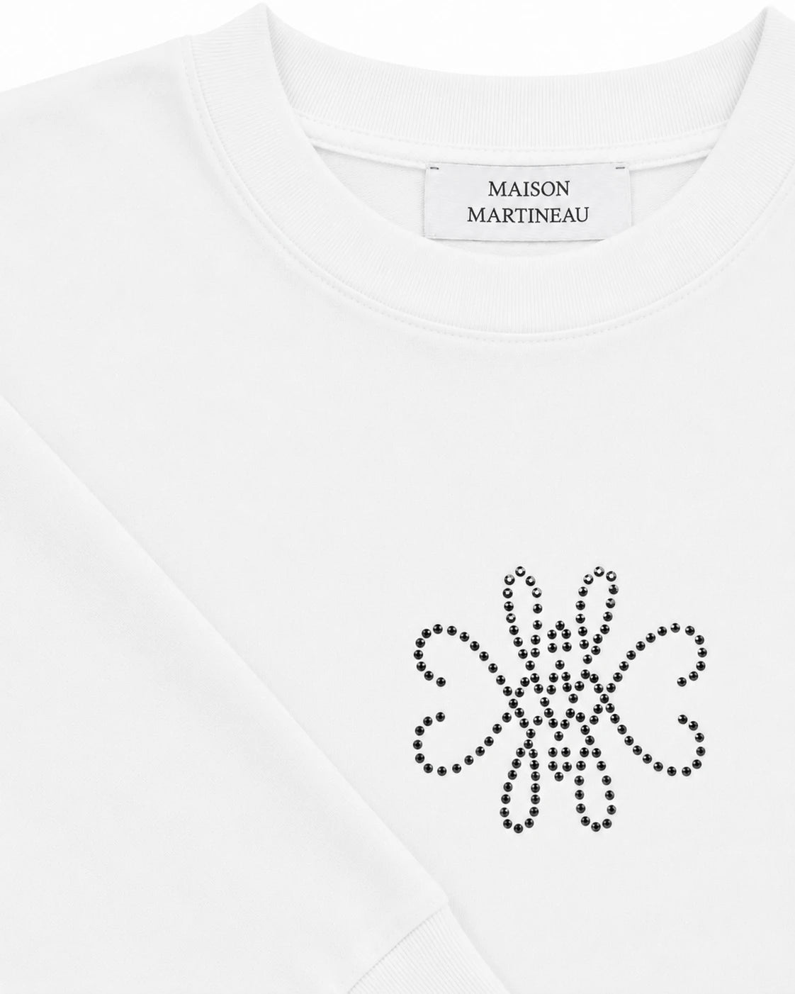 T-SHIRT MANCHES LONGUES BOXY À STRASS - BLANC