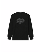 T-SHIRT MANCHES LONGUES BOXY À STRASS - NOIR