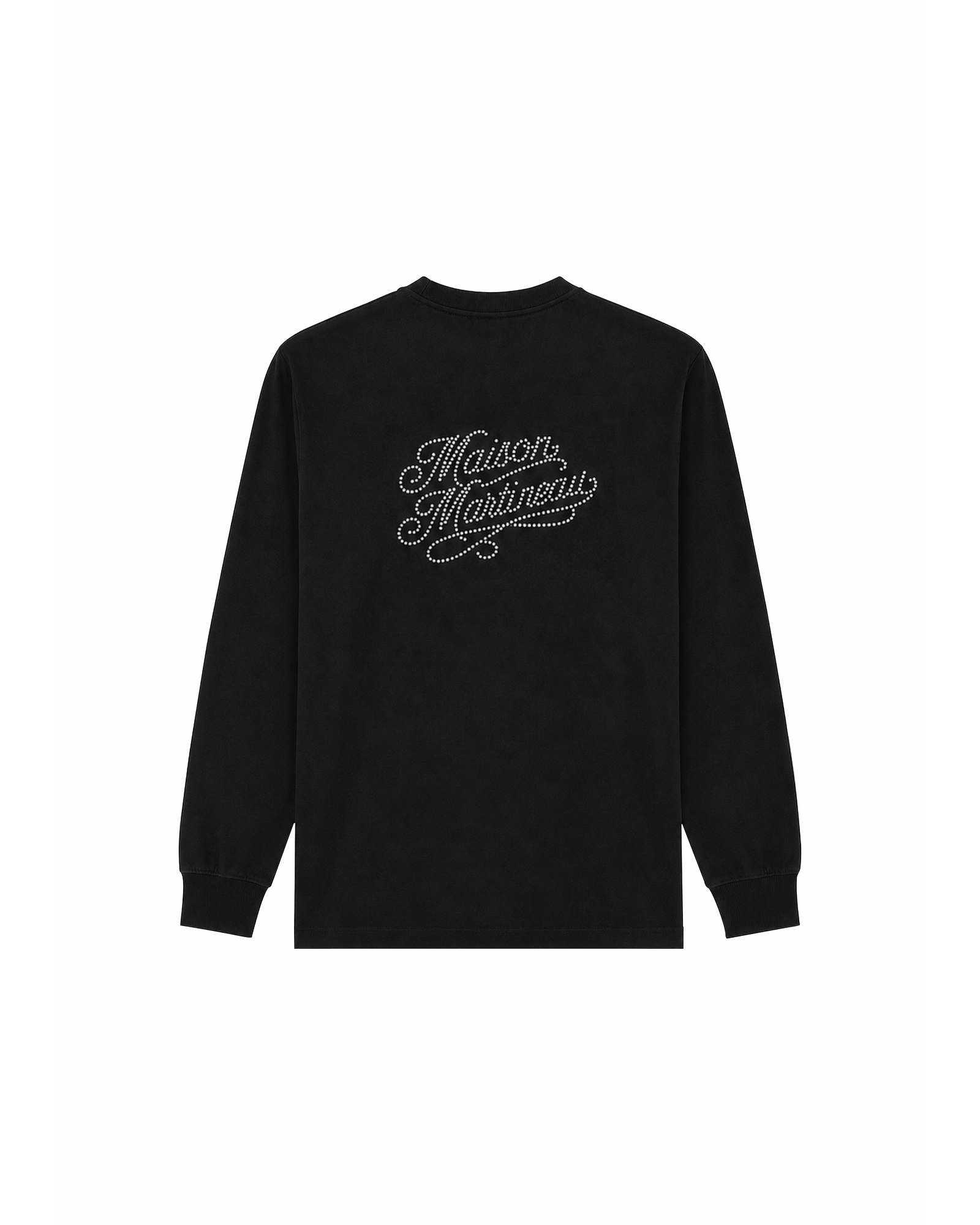 T-SHIRT MANCHES LONGUES BOXY À STRASS - NOIR