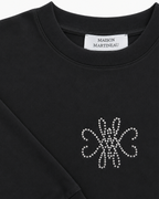 T-SHIRT MANCHES LONGUES BOXY À STRASS - NOIR