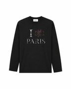 T-SHIRT MANCHES LONGUES BOXY "I LOVE PARIS" - NOIR VINTAGE