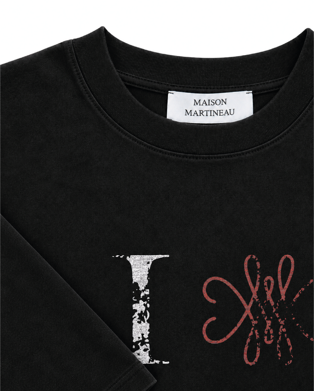 T-SHIRT MANCHES LONGUES BOXY "I LOVE PARIS" - NOIR VINTAGE